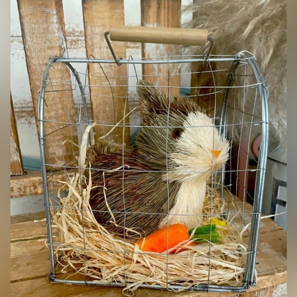 Sisal Rabbit, Bunny Dècor, Rabbit in Cage, Rabbit Home Dècor NEW